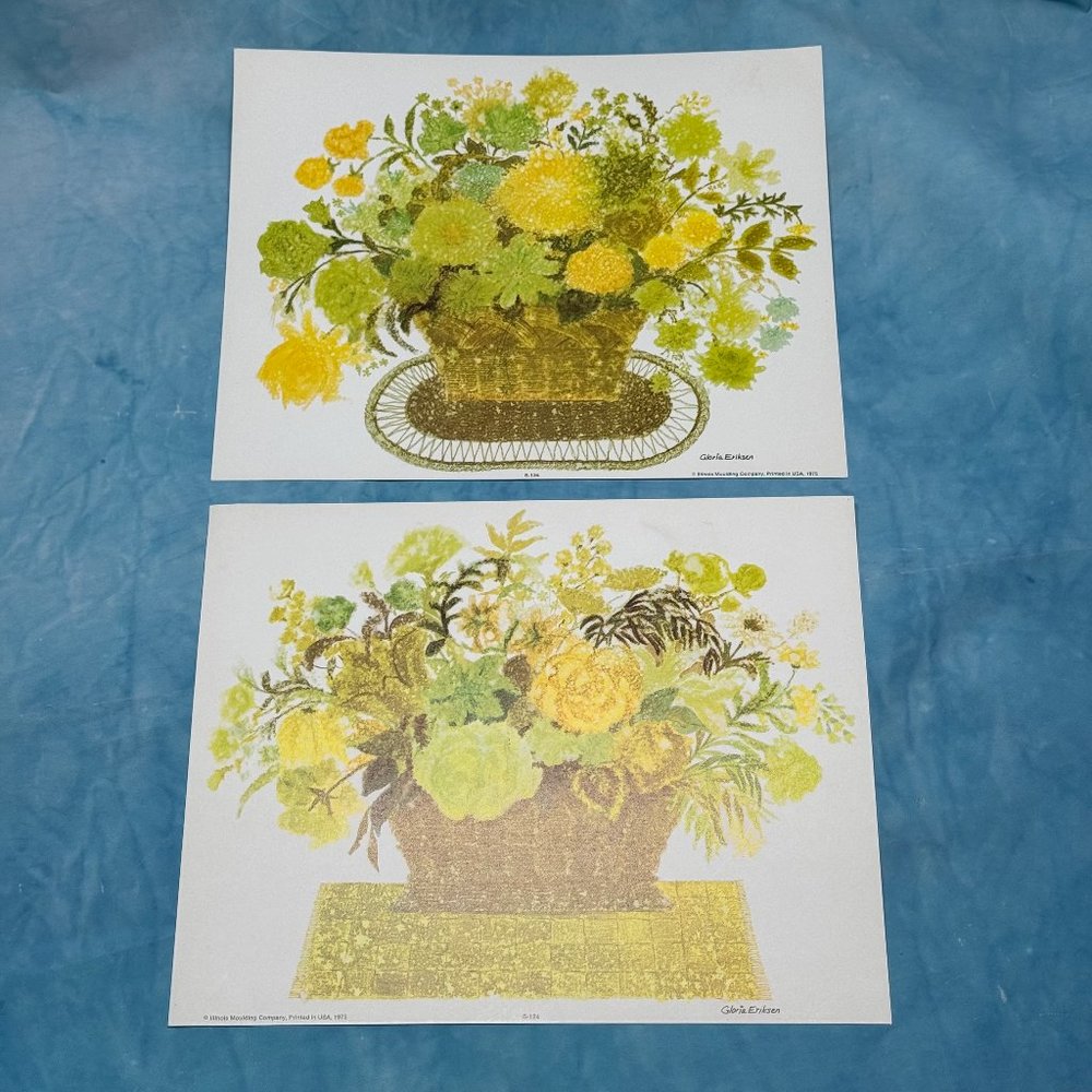 Vintage 1975 Gloria Eriksen Retro Plant Floral Garden Retro Prints - Lot of 2